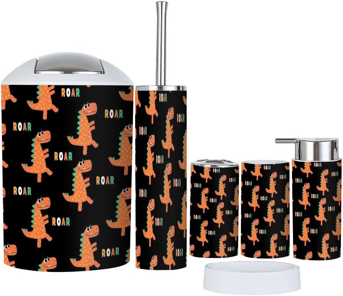 6-Piece Bathroom Set Dinosaur Pattern
