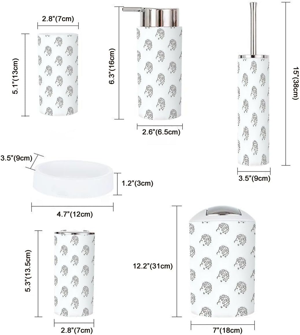 Hedgehog Style 6 Piece Bathroom Accessory Set