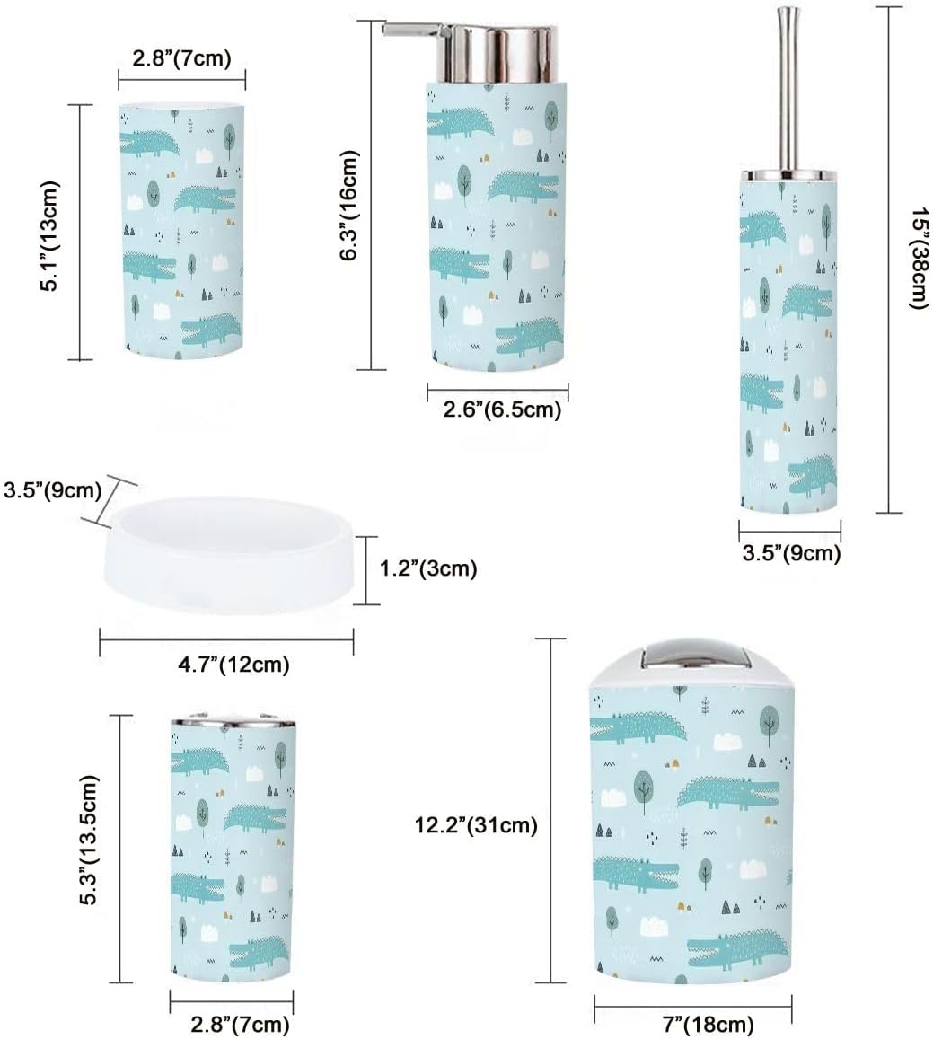 6 Piece Bathroom Accessories Set with Crocodile Design