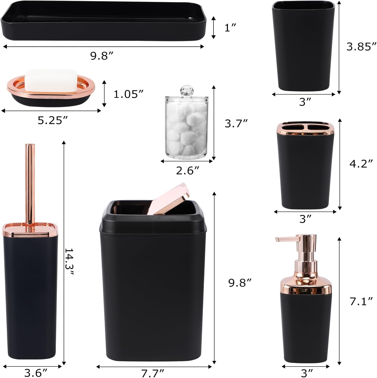 XLHOMO Black Bathroom Accessory Set 9 Piece