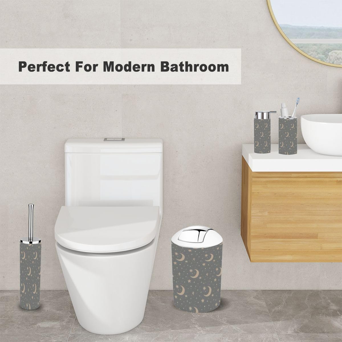 Stylish 6-Piece bathroom set Scandinavian Bohemian style for kids