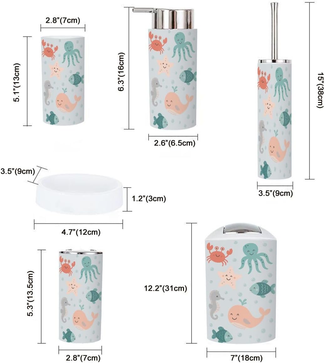 Bathroom Accessories Set for Kids Set of 6