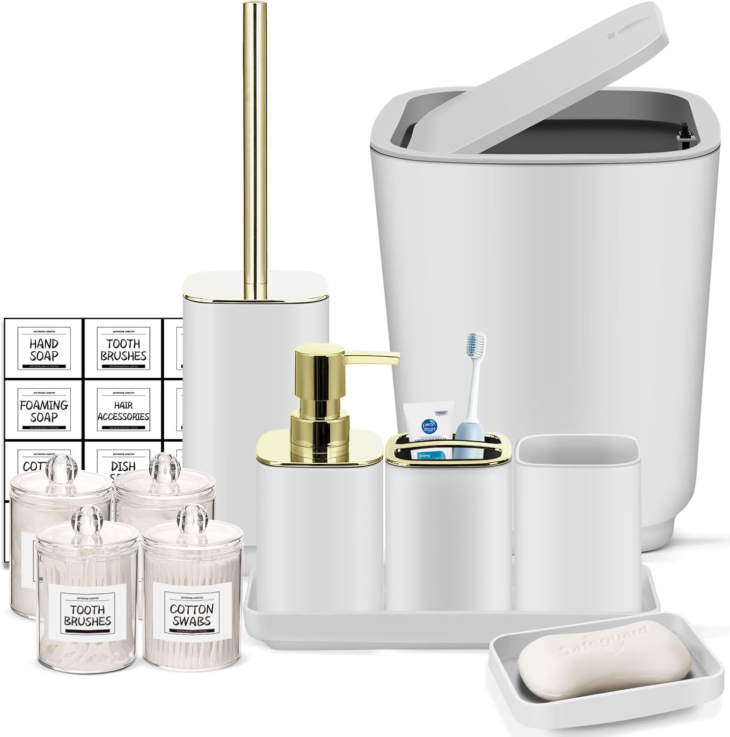 IMAVO 11 Piece White Bathroom Accessory Set