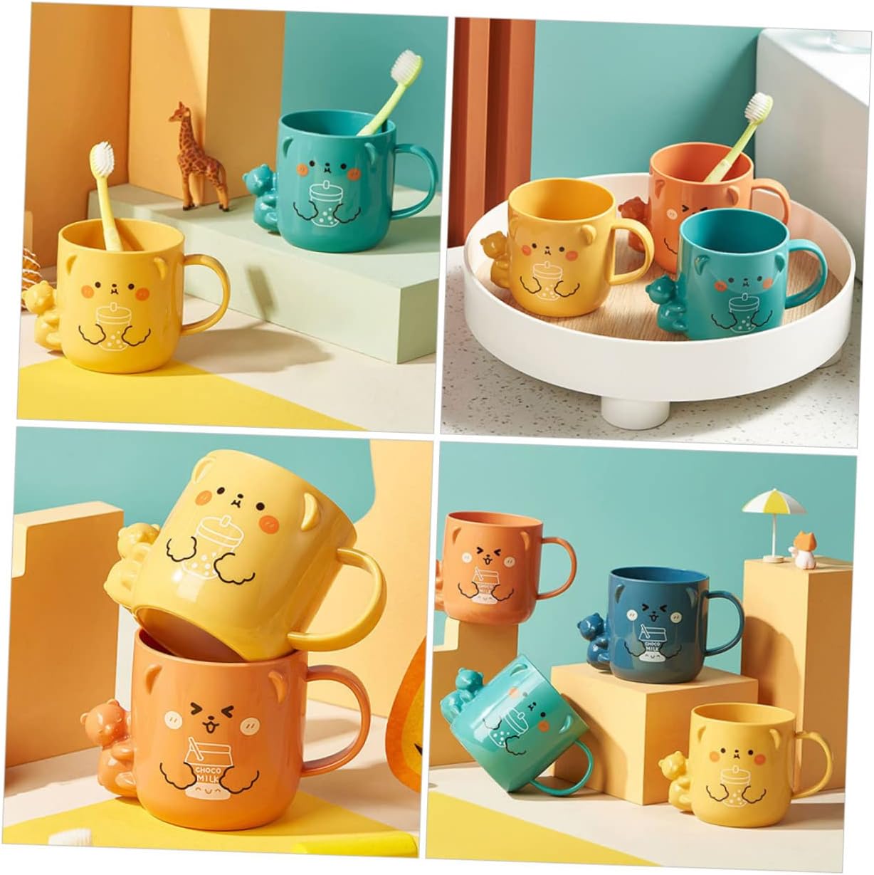 Healifty 2-Piece Funny Cartoon Mouthwash Cup for Kids