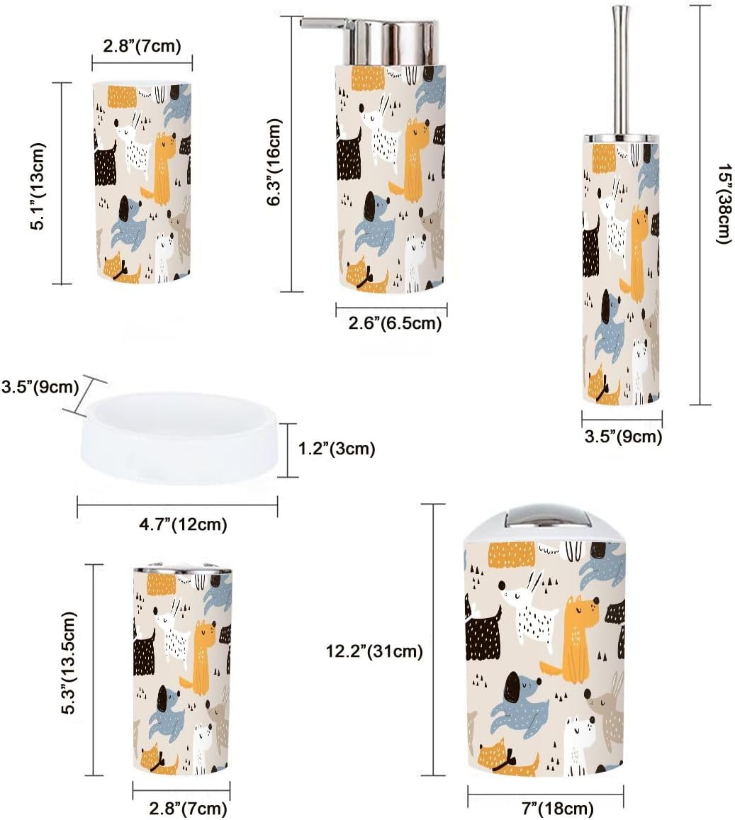 Scandinavian Style 6 Piece Bathroom Accessory Set