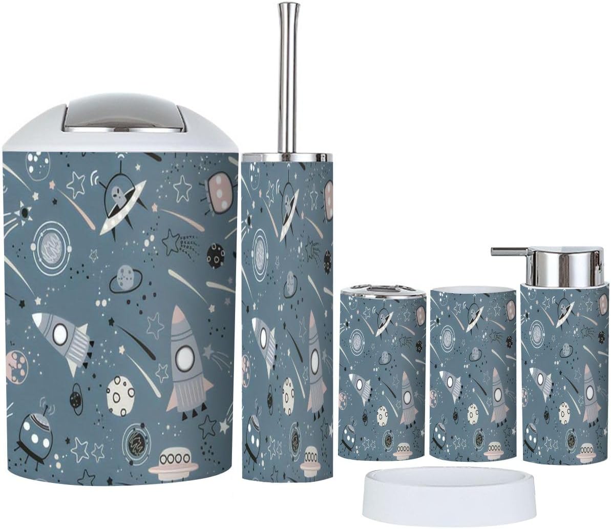 6-Piece Bathroom Accessory Set with Space Theme