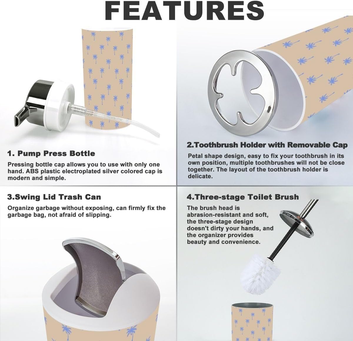 JBNJANKDAV tropical forest bathroom accessory set