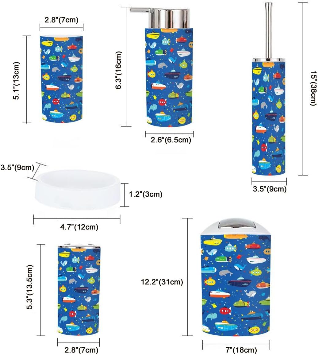 Bath Time Boys Waterproof submarine toys - boys bathroom accessories set of 6