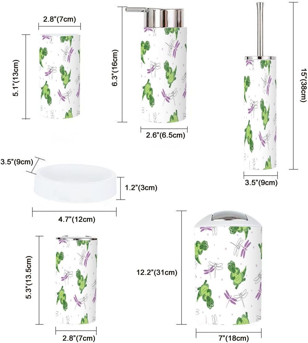 Bathroom Accessories Set 6 Pcs Cartoon Crocodile Collection for Kids
