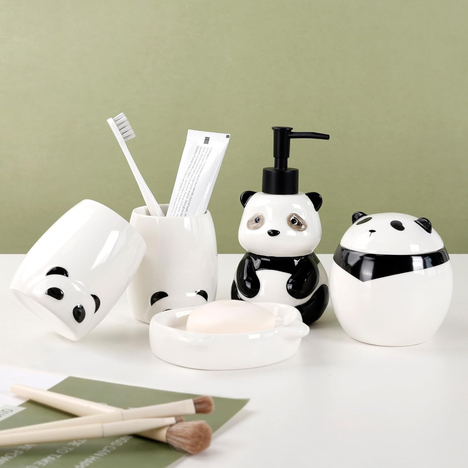Cute Panda Bathroom Accessory Set 5PCS