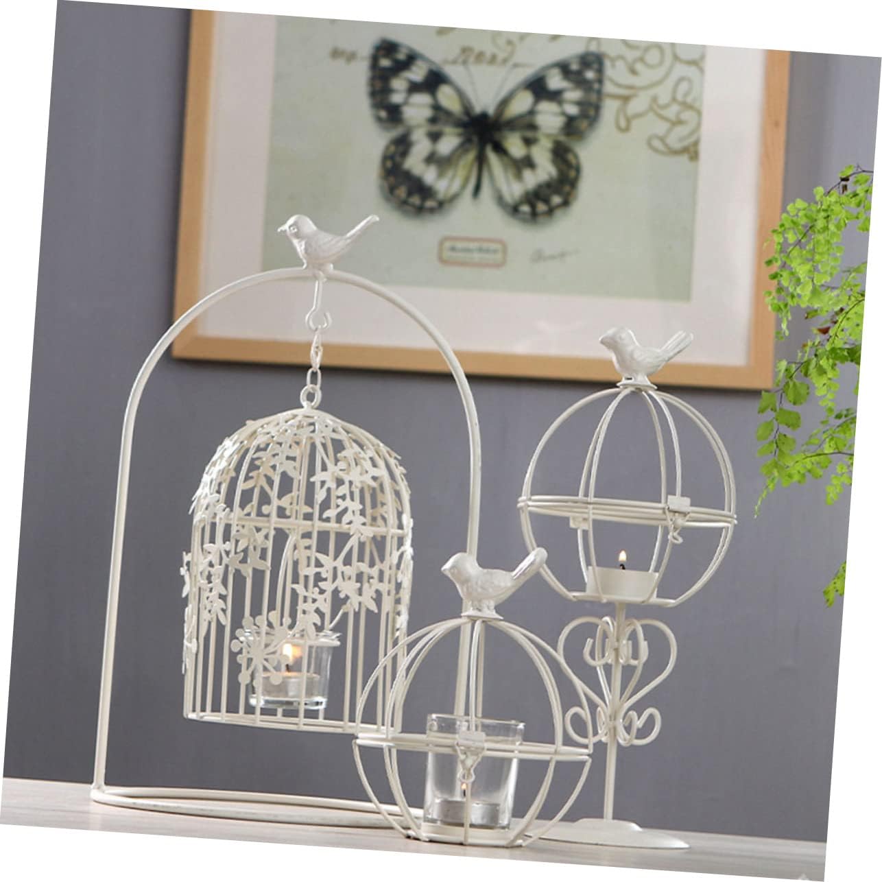 Rustic White Iron Candlestick Decor for Weddings and Homes