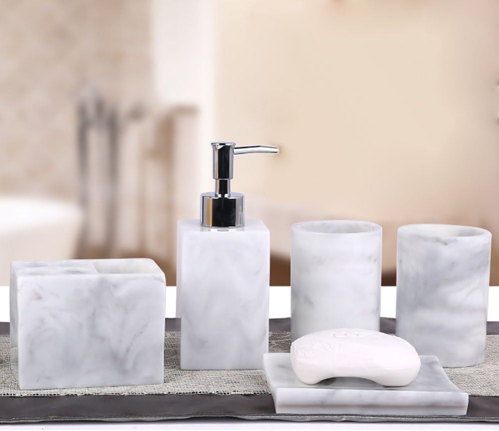 Sleek 5-Pack Resin Bath Accessories Set