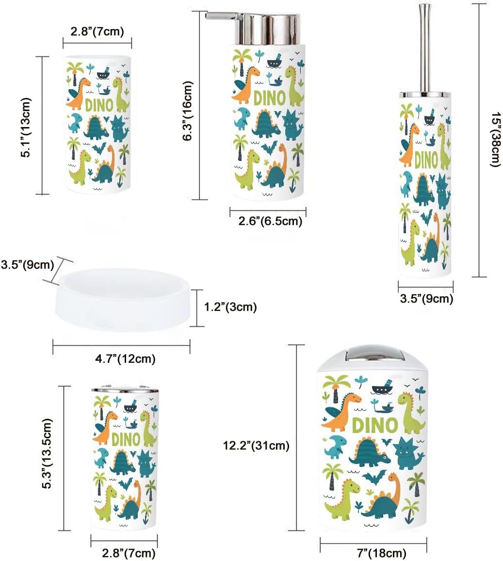 Dinosaur-themed 6-Piece Bathroom Accessory Set for Kids