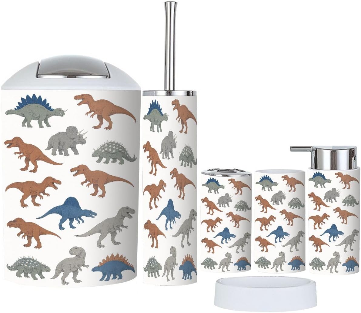 Cute Dinosaur Bathroom Accessory Set 6 Pieces