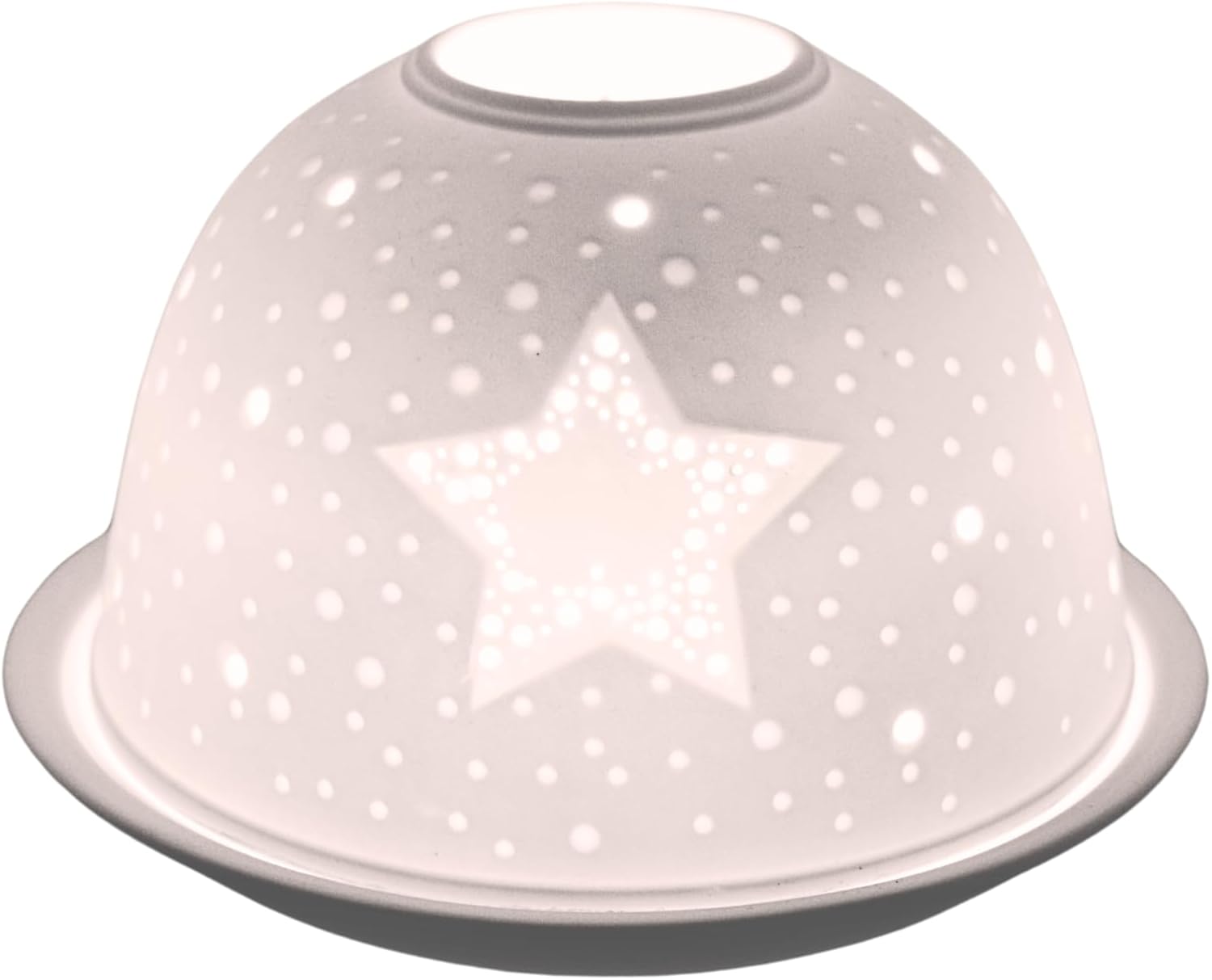 Nordic Light Tealight Candle Shade with Star - White Porcelain