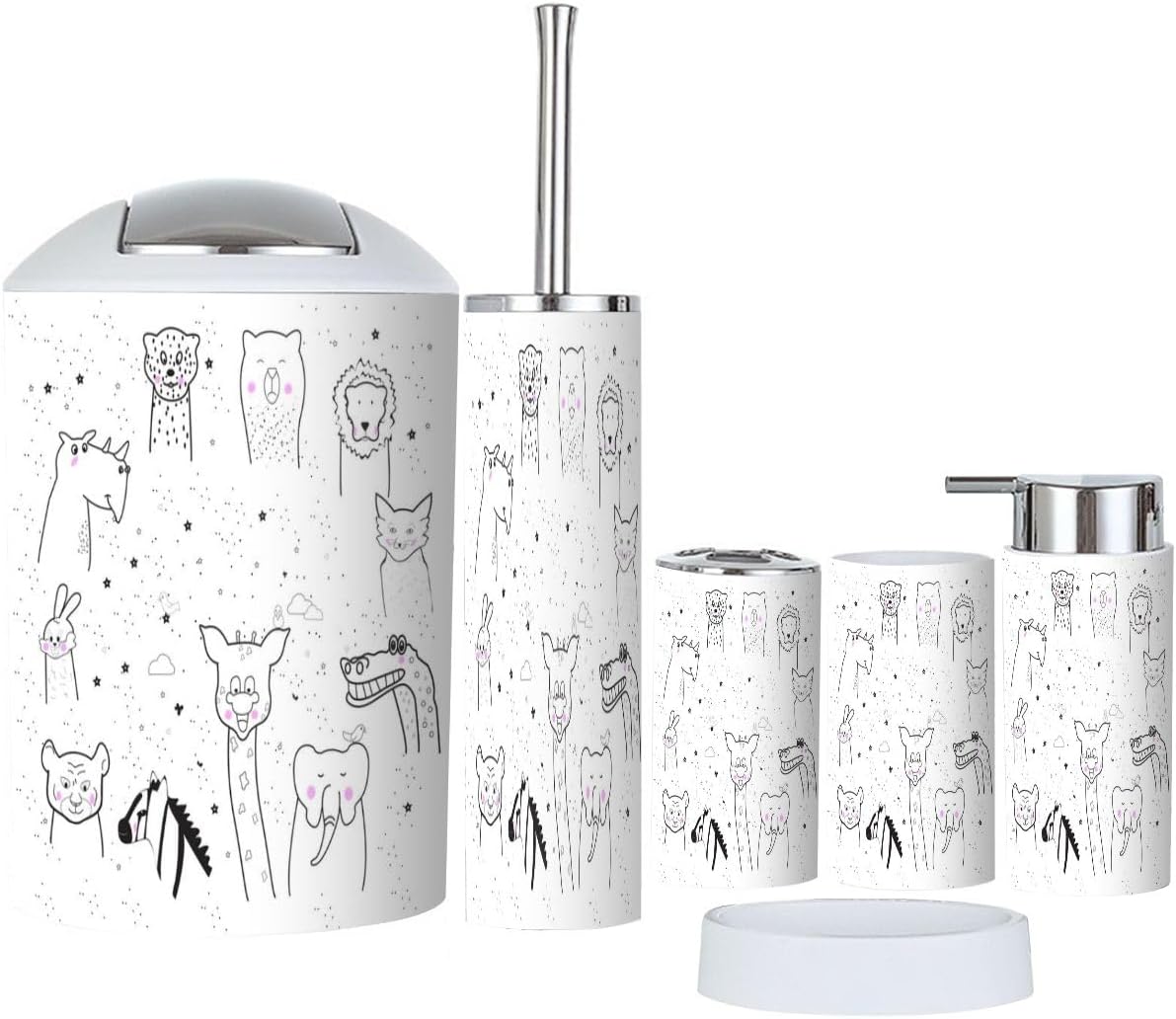 6-Piece Storage Set for Kids Animal Bathroom Accessories