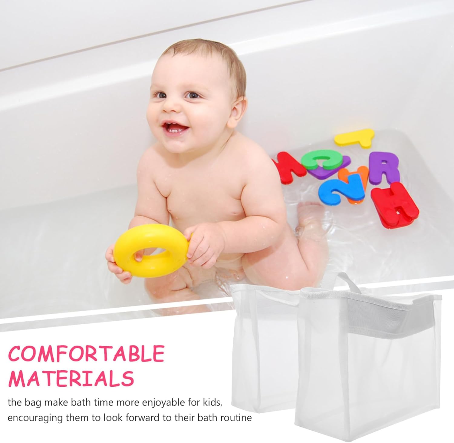 Cabilock Bath Toy Organizer Mesh Storage Bag for Kids