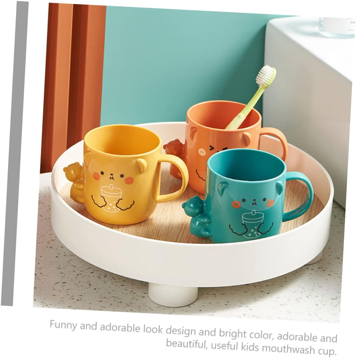 Healifty 2-Piece Funny Cartoon Mouthwash Cup for Kids