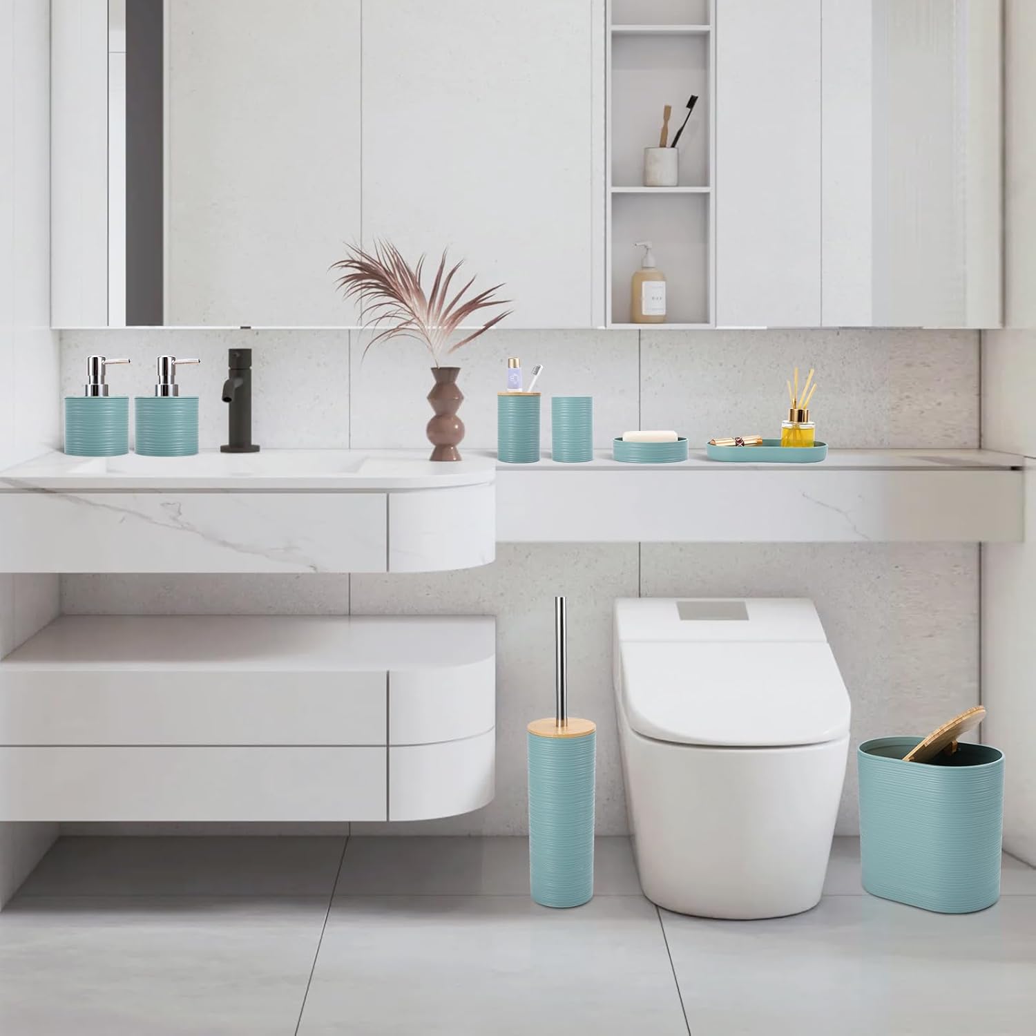 XLHOMO Blue Bathroom Accessories Set 10 Pieces