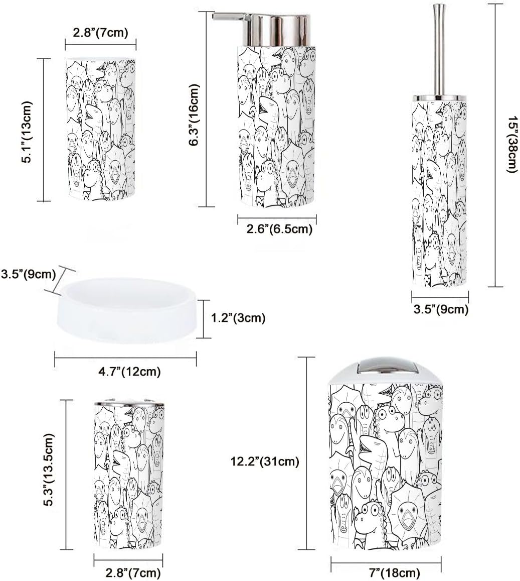 Bathroom Accessory Set 6 Pcs Modern Animals Design