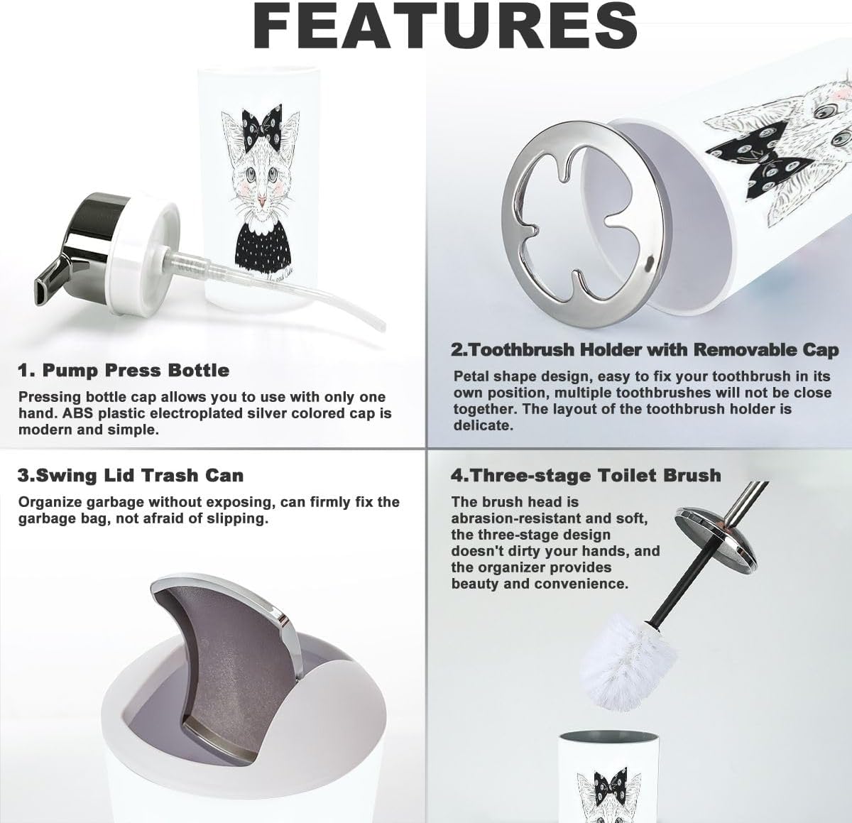 Cute Durable Bathroom Accessories Set for Home Kitchen