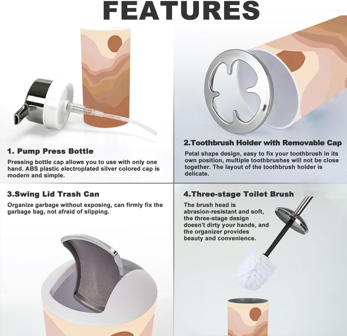 Contemporary Bathroom Accessories Set 6 Pcs