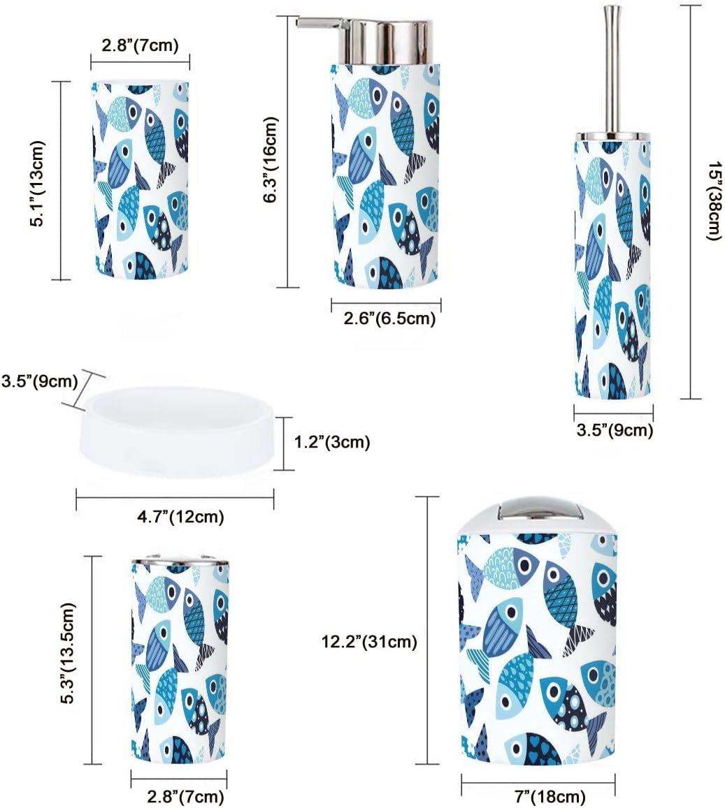 6-Piece Reusable Kids Safety Bathroom Set with Cute Fish Design