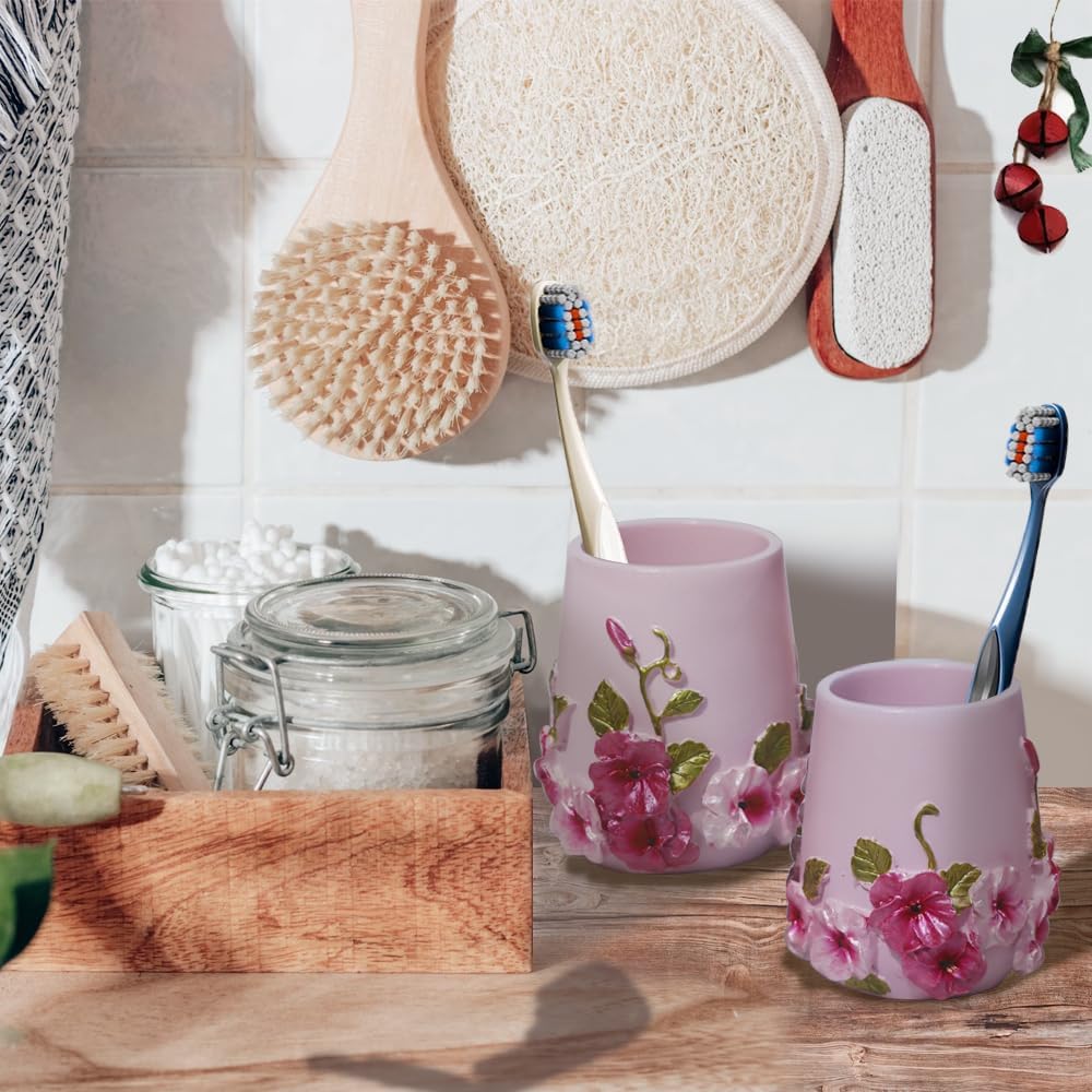 LUANT Pink 5-Piece Bathroom Accessories Set - Modern Luxury with Blossom Design