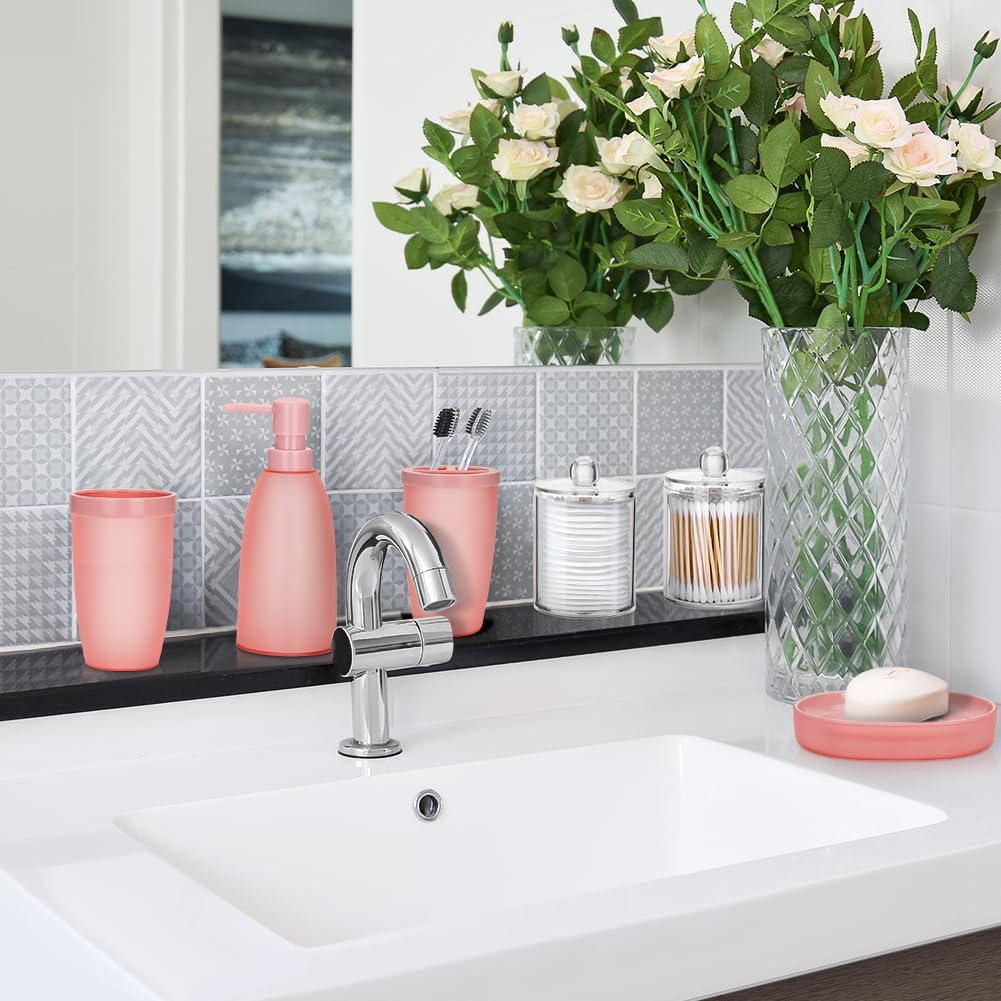 OTOSTAR Pink Bathroom Accessory Set - 8-Piece Essential Collection