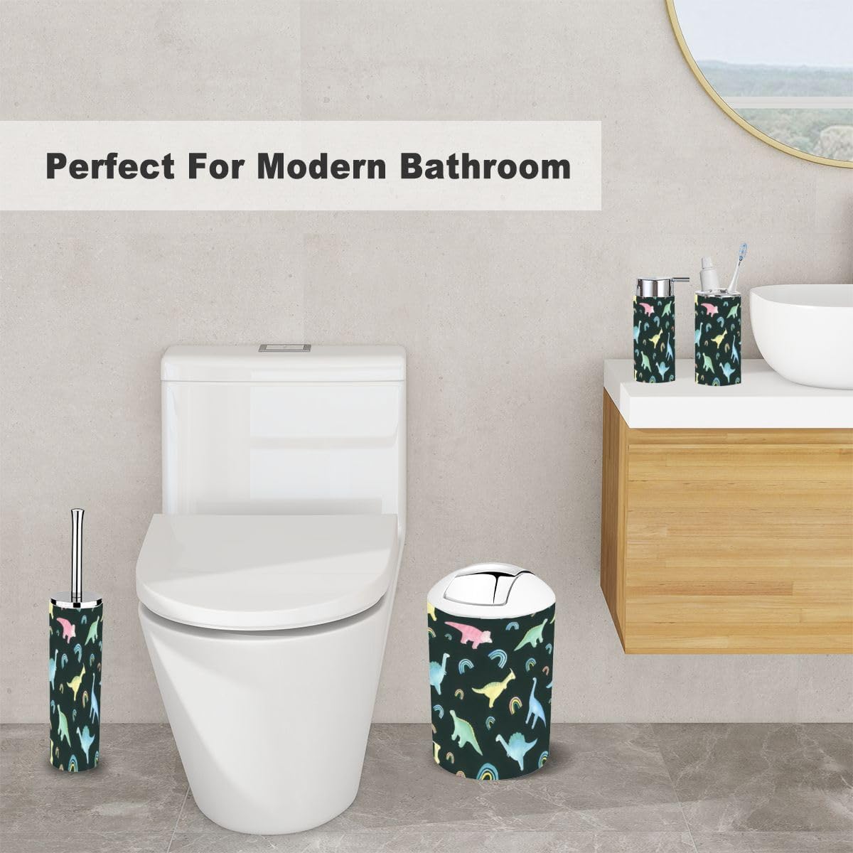Rainbow 6-Piece Durable Set for Kids Makes Bathroom Organization Easy