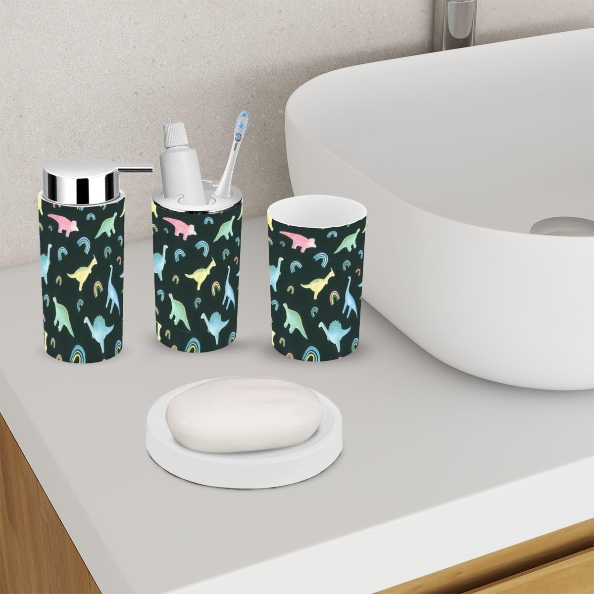 Rainbow 6-Piece Durable Set for Kids Makes Bathroom Organization Easy