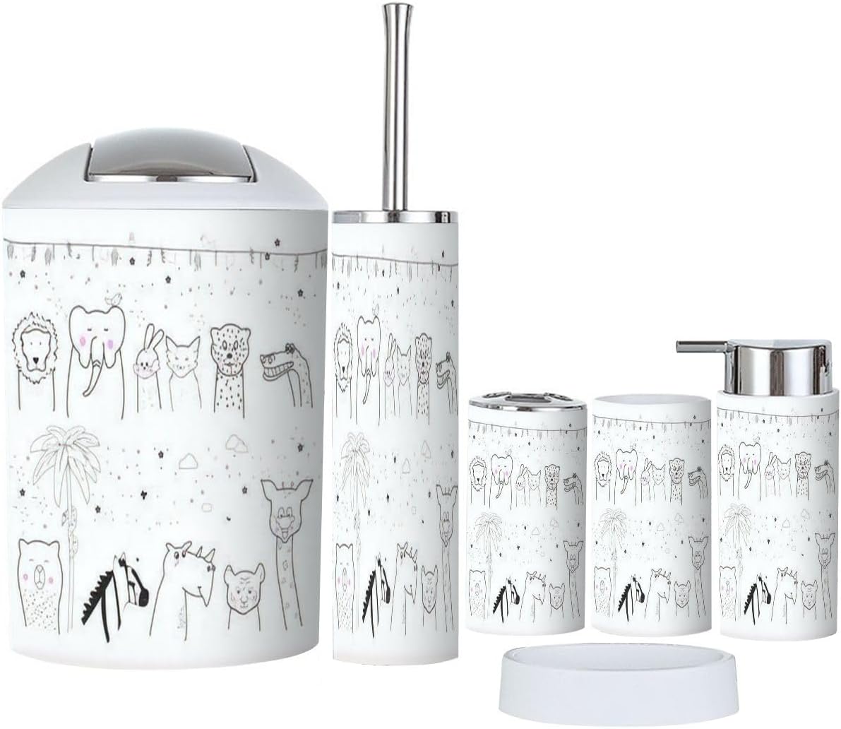 JBNJANKDAV Cute Animal Bathroom Set 6 Pcs White