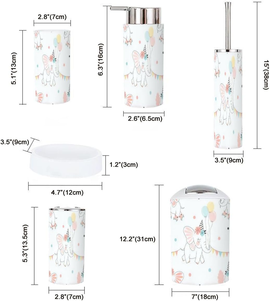 Fairy Elephant Bathroom Accessory Set 6 Piece