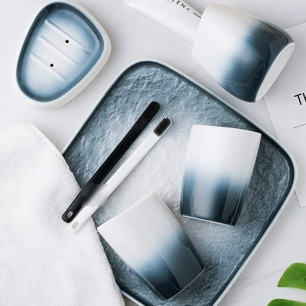 Inktus Gradient Blue 5-Piece Bath Set Ceramic soap dispenser and accessories