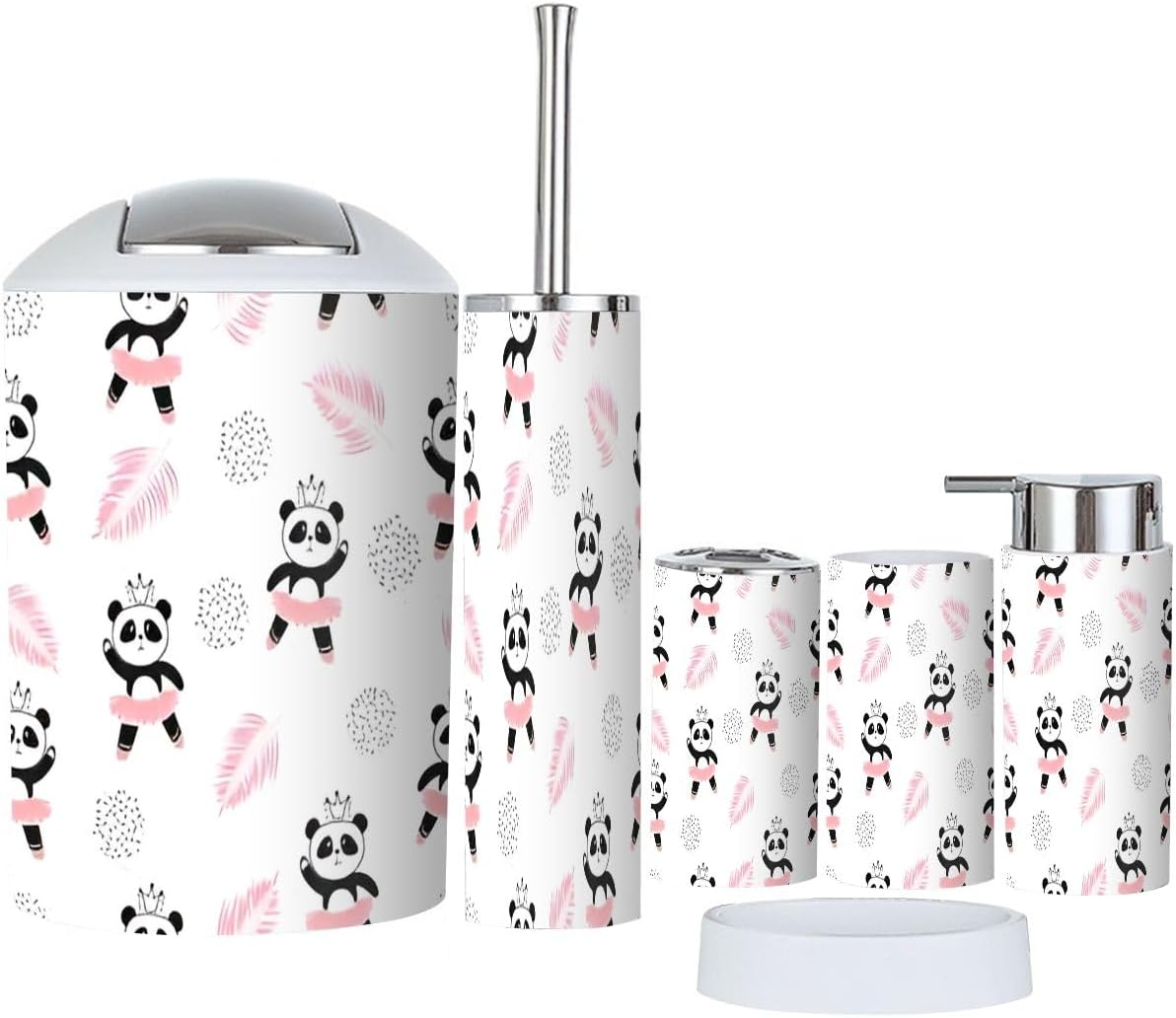JBNJANKDAVCute Panda Bathroom Accessory Set 6 Pcs for Kids and Adults