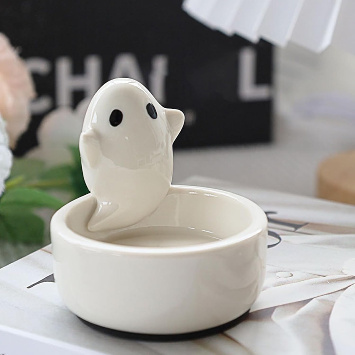 Festive Cat Candle Holder with Handmade Resin figurine