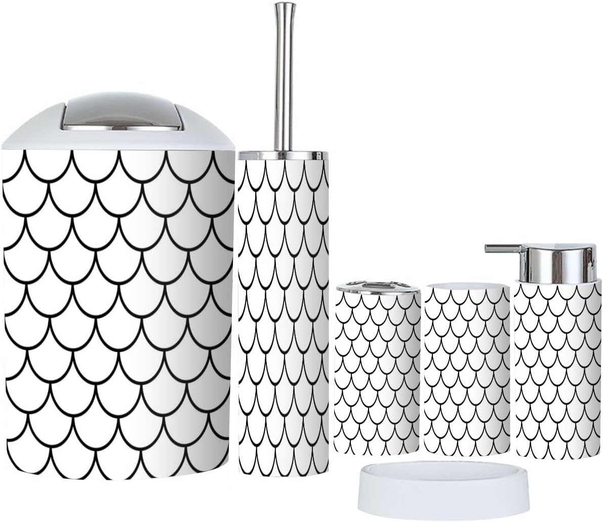 JBNJANKDAV Bath Accessory Set - 6-Piece Unique Bathroom Organizational System in Black