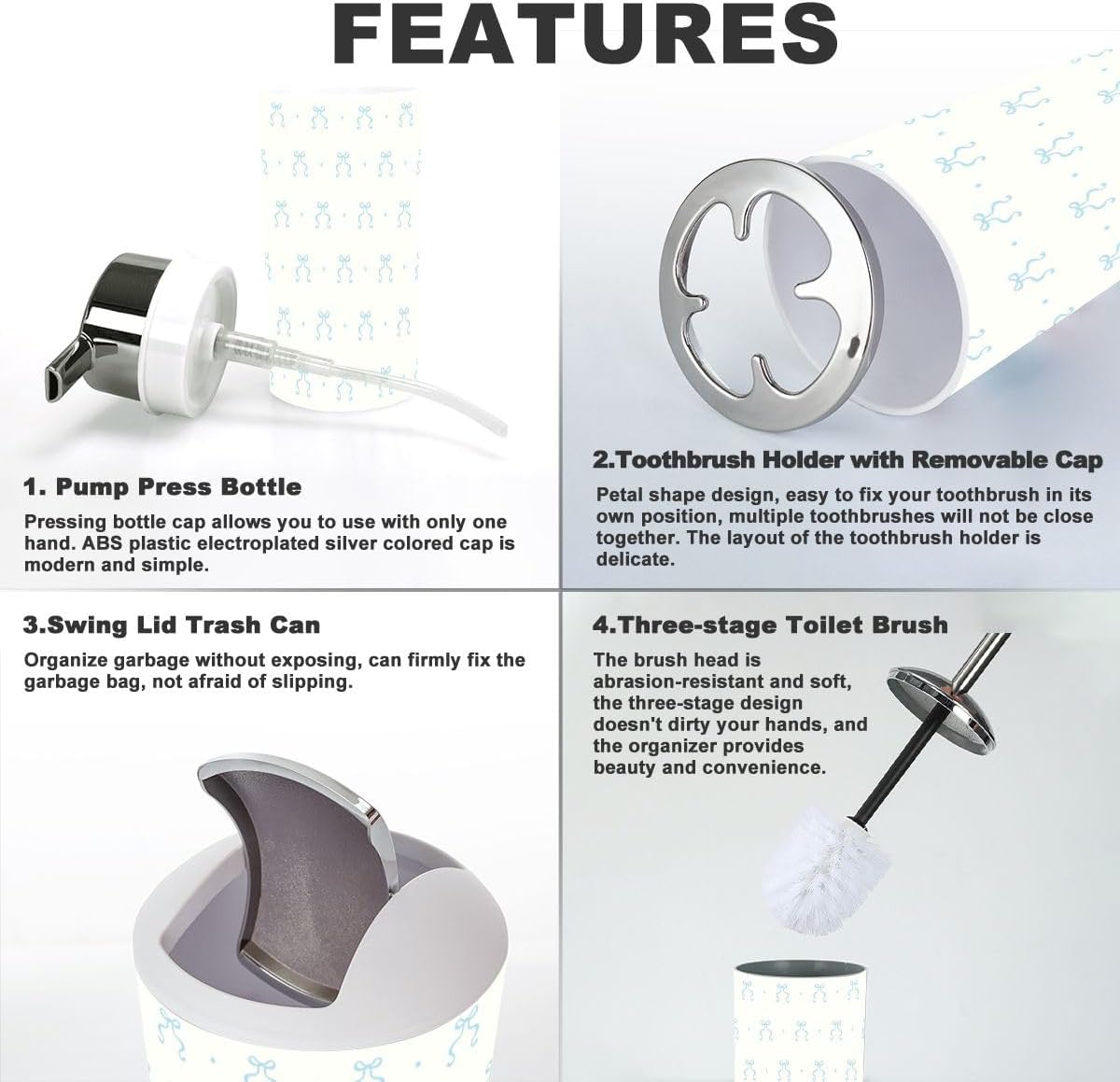 JBNJANK Bathroom Accessories Set Durable Design Weightless Modern Aesthetic