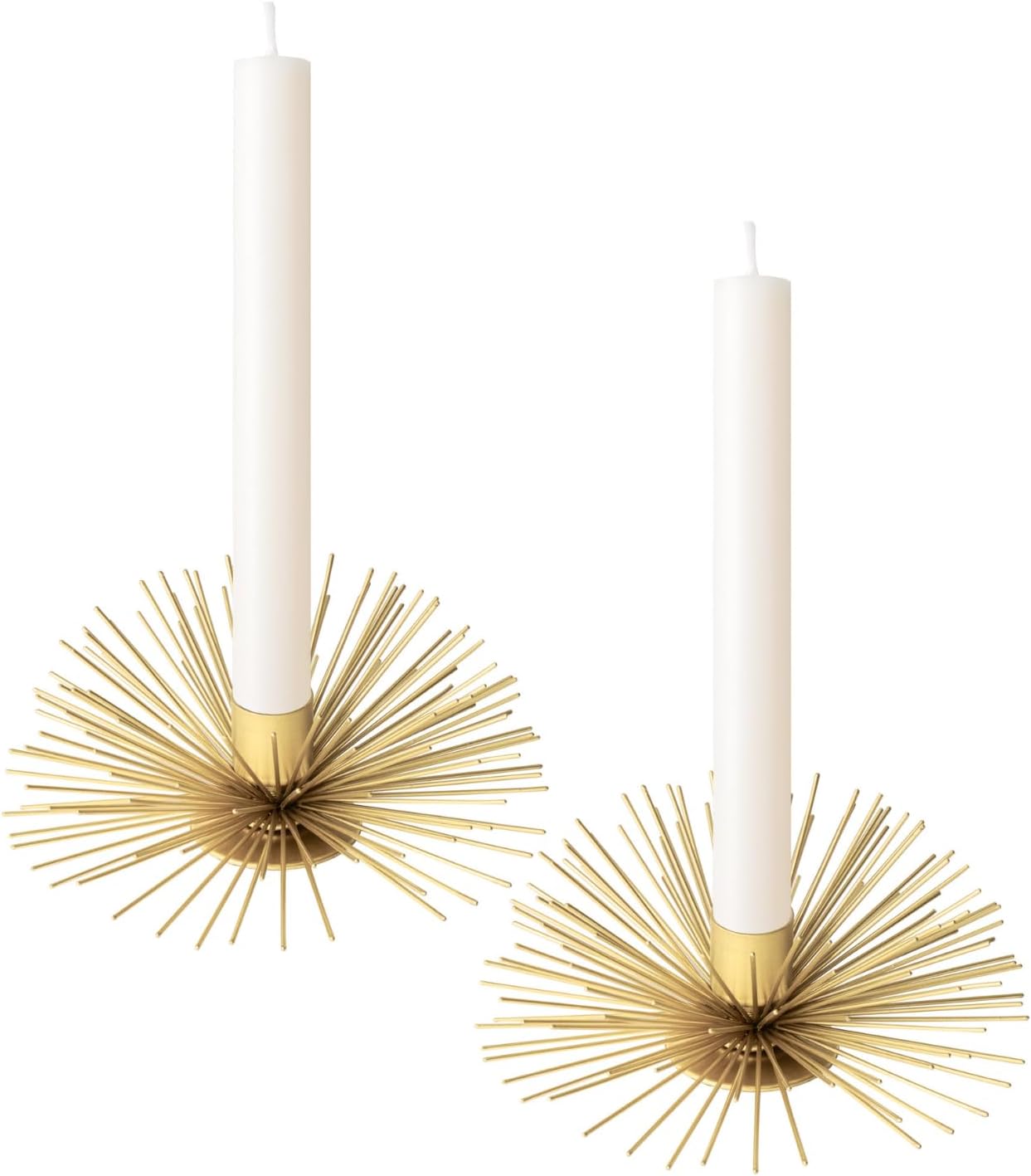 Vibing Gold Metal Starburst Candle Stick Holders Set