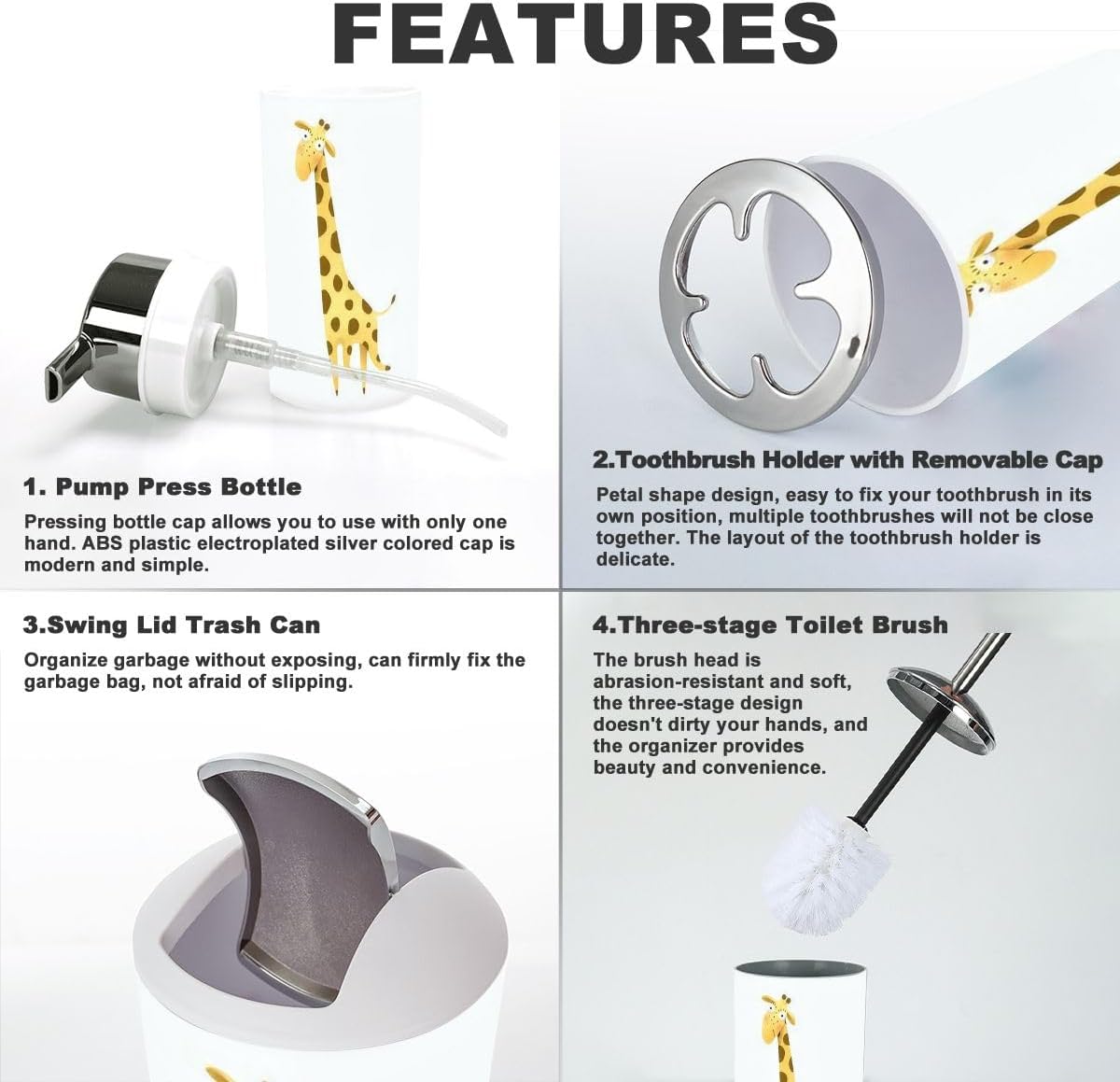 JBNJANKDAVs Humorous Bathroom Accessories Set for Kids Adults and Beyond