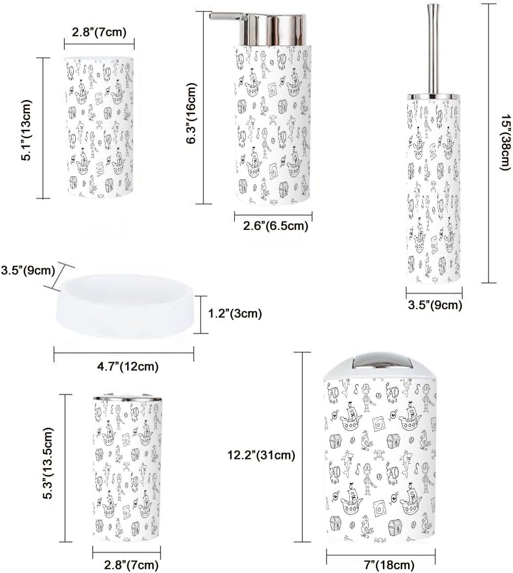 Cute Pirate Bathroom Accessories Set 6 Pcs