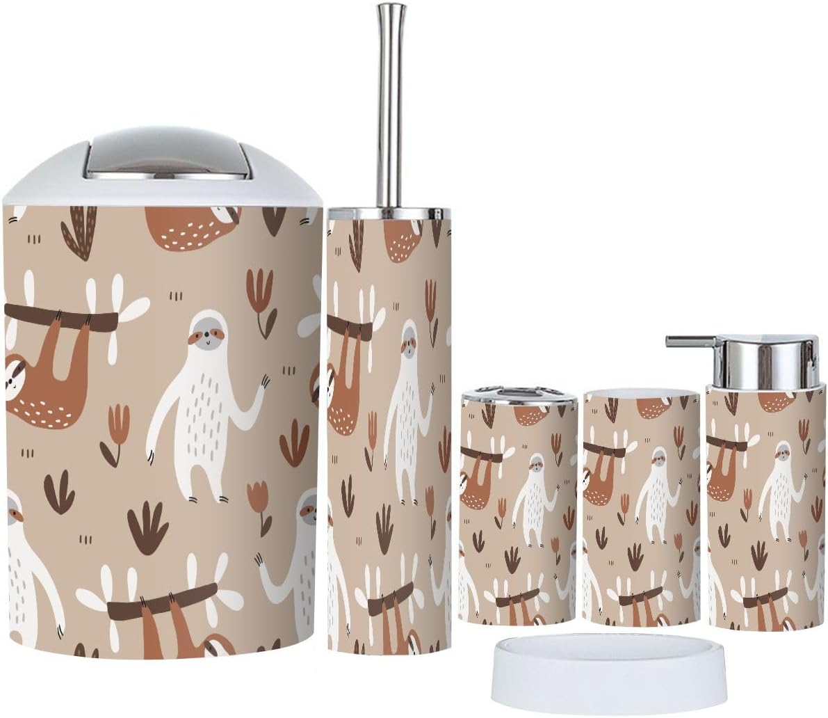 Bathroom Accessories - Scandinavian Kids Design Funny Slopes - 6-Piece Set
