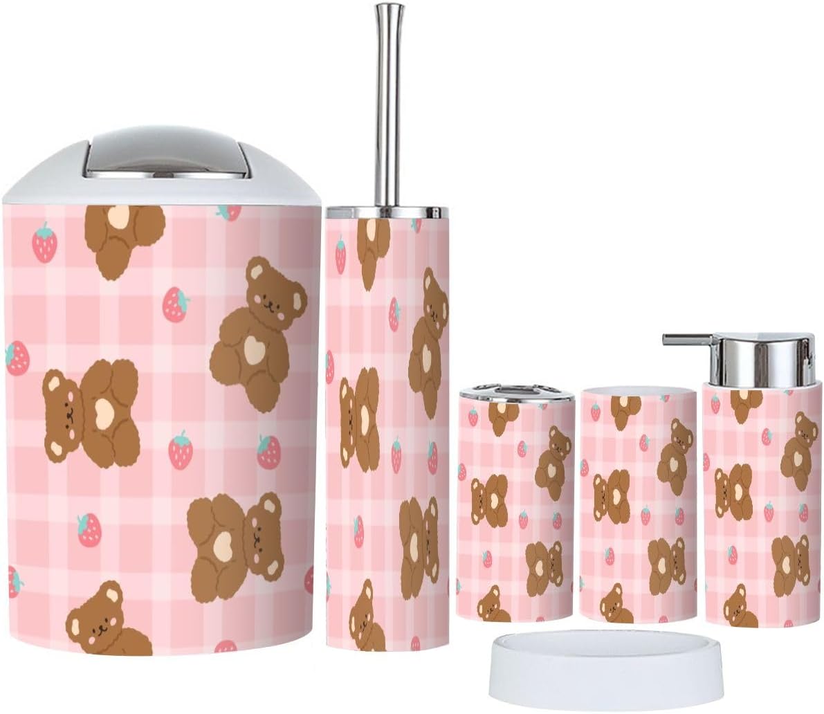 Sturdy 6-Piece Bath Set with Teddy Bear Design