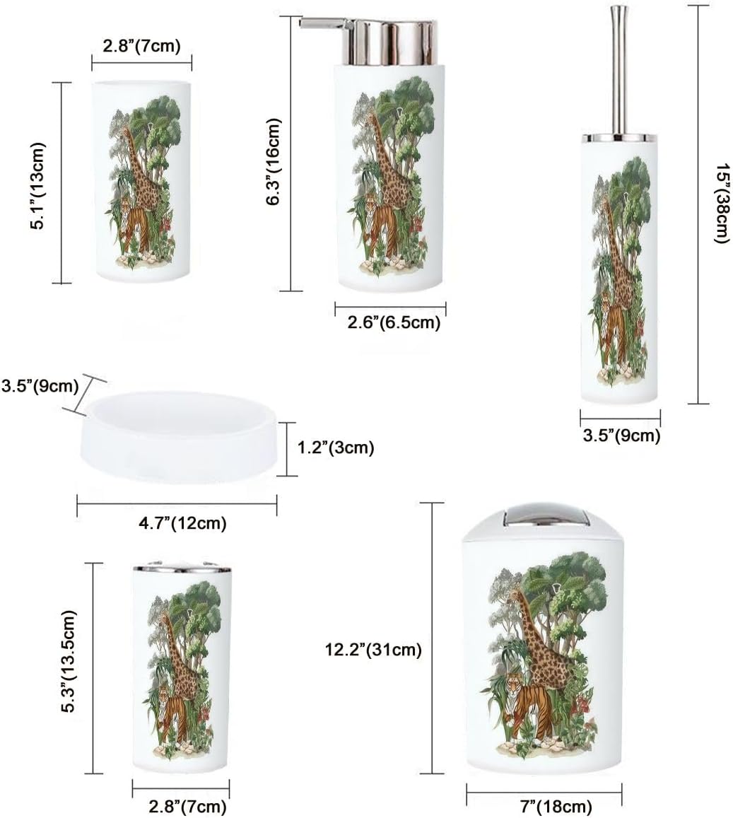 Jungle Animals Bathroom Accessories Set 6 Pcs