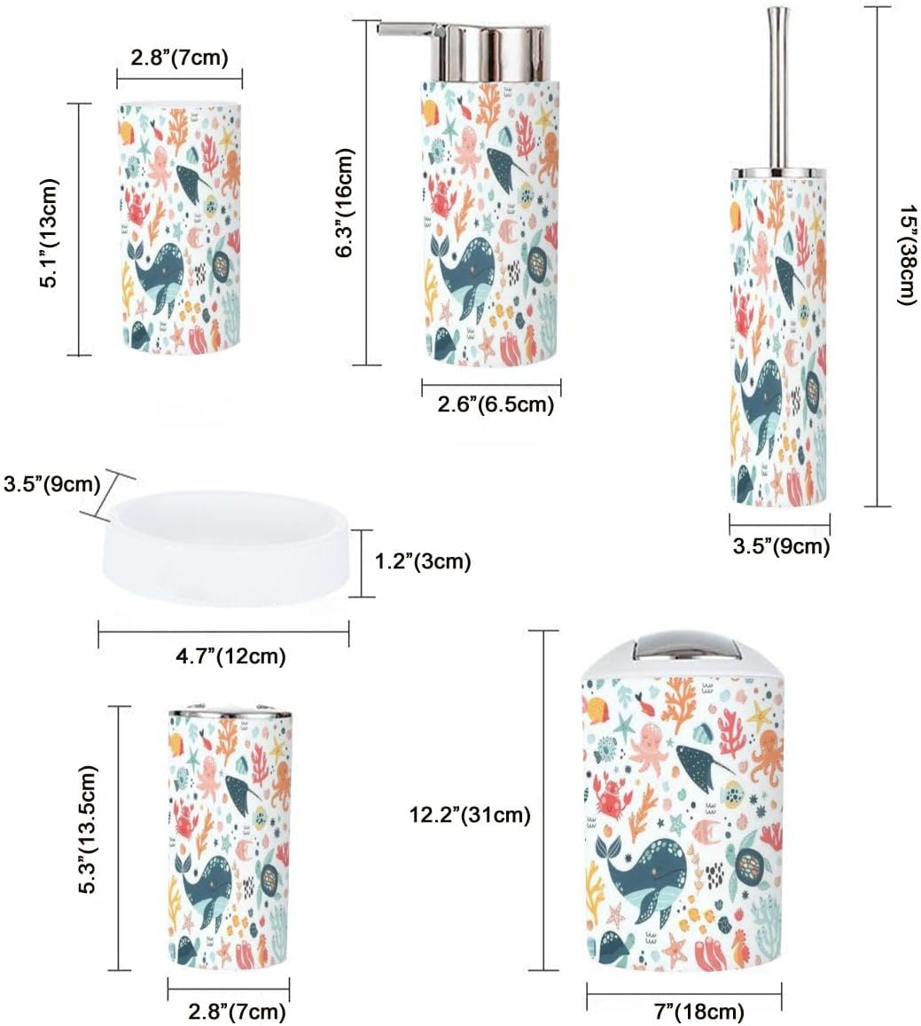 6-Piece Bathroom Accessories Set Lost in Kids Play with Cute Patterns