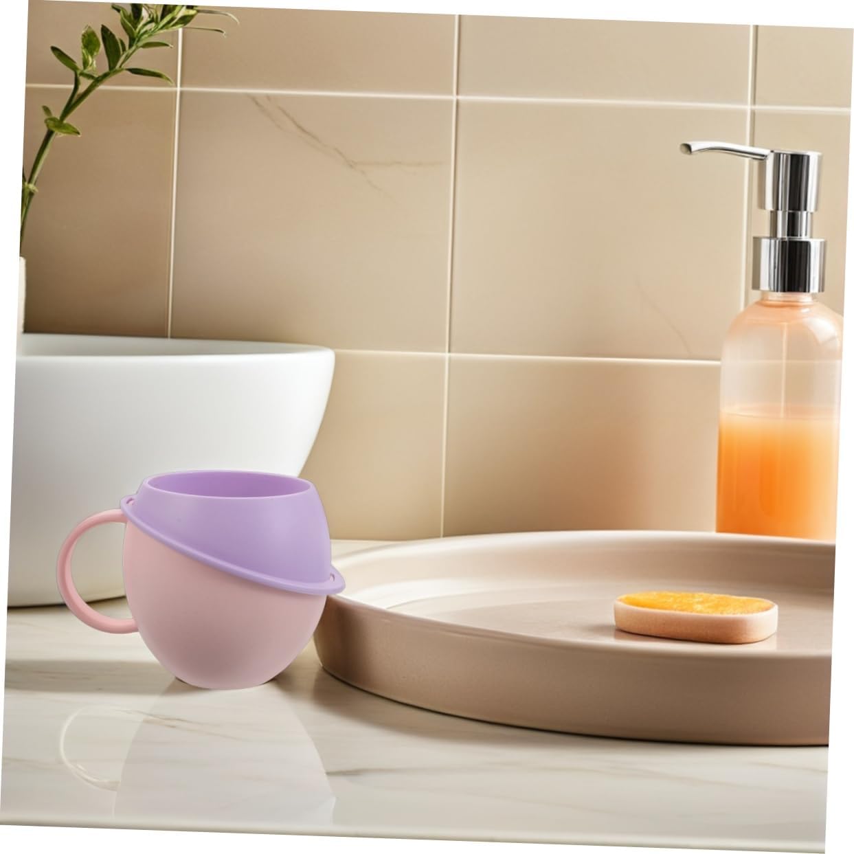Cabilock 2Pcs Capacity Mouthwash Cup with Handle