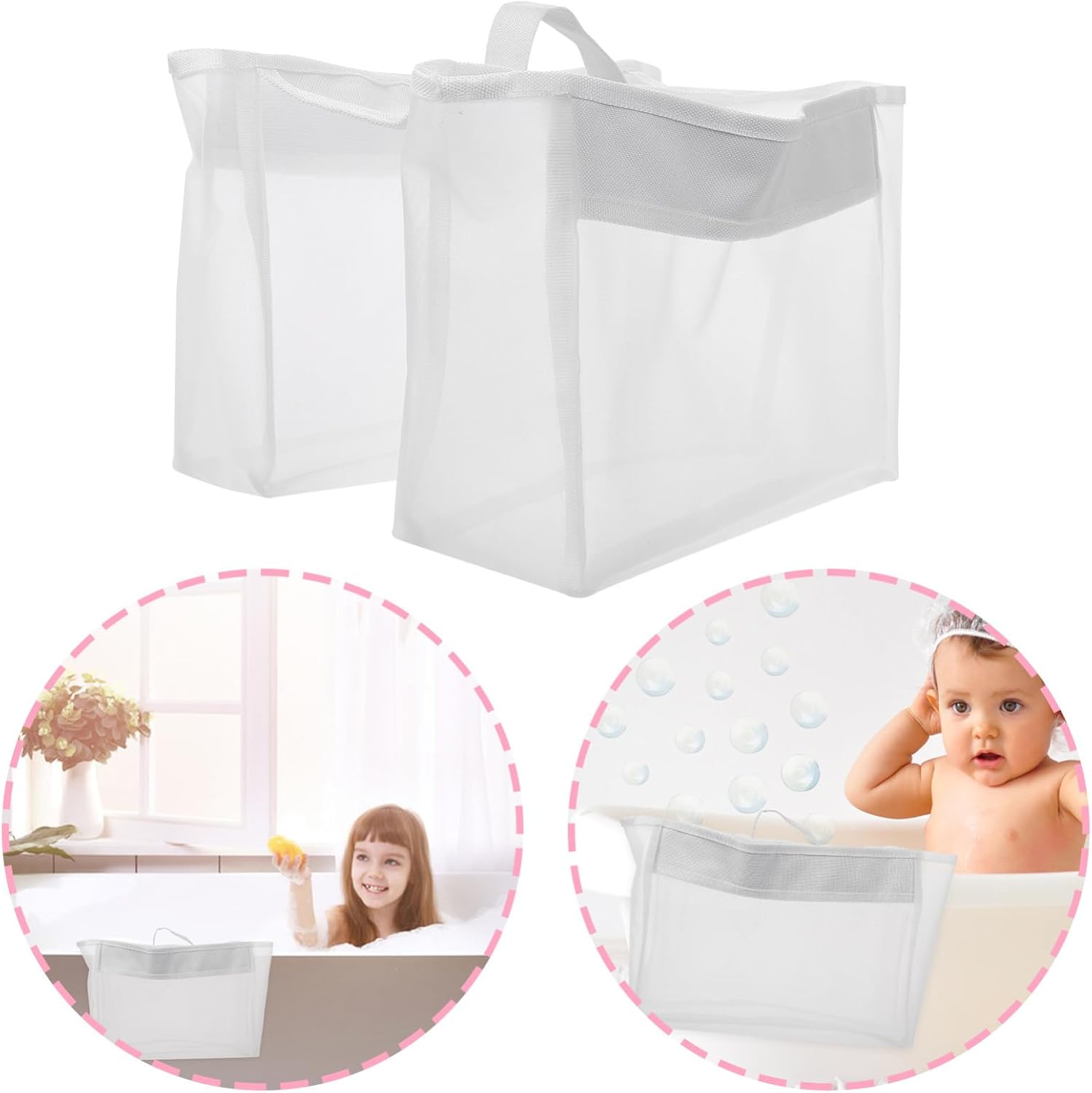 Cabilock Bath Toy Organizer Mesh Storage Bag for Kids