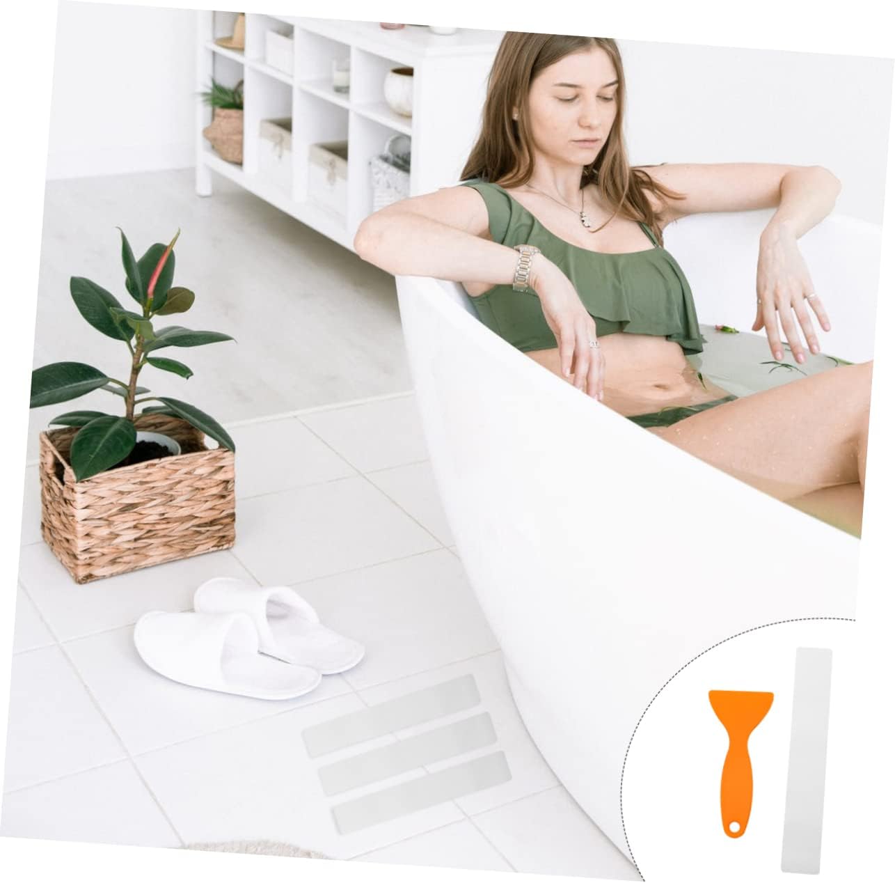 Bathroom Safety Sticker Set with Scraper Tool