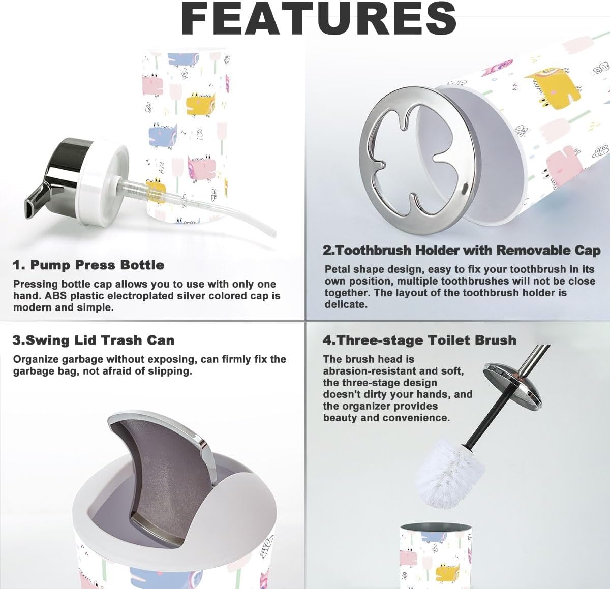Bathroom Accessories Set 6-Piece Durable Design Summer Korner