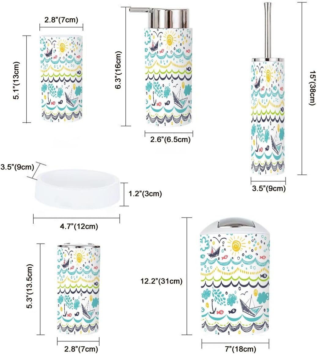Bathroom Accessories Set 6 Pcs Modern Decor